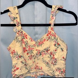 Yellow floral crop top